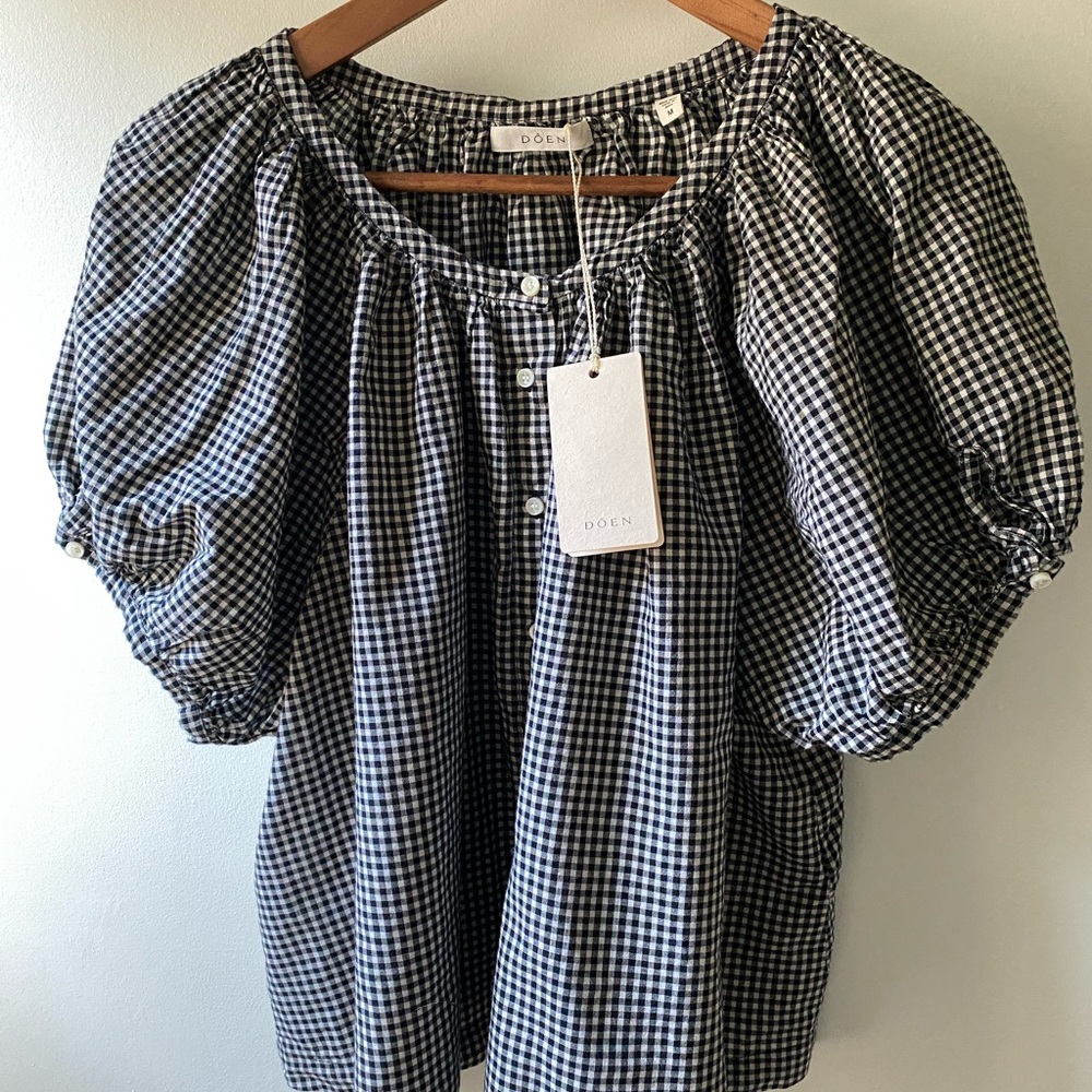 Doen June Top Gingham Medium NWT
